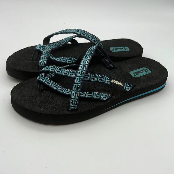 TEVA OLOWAHU PINTADO Blue WEBBING‎ WOMEN'S FLIP FLOPS SANDALS SIZE US 5 - Picture 2 of 5
